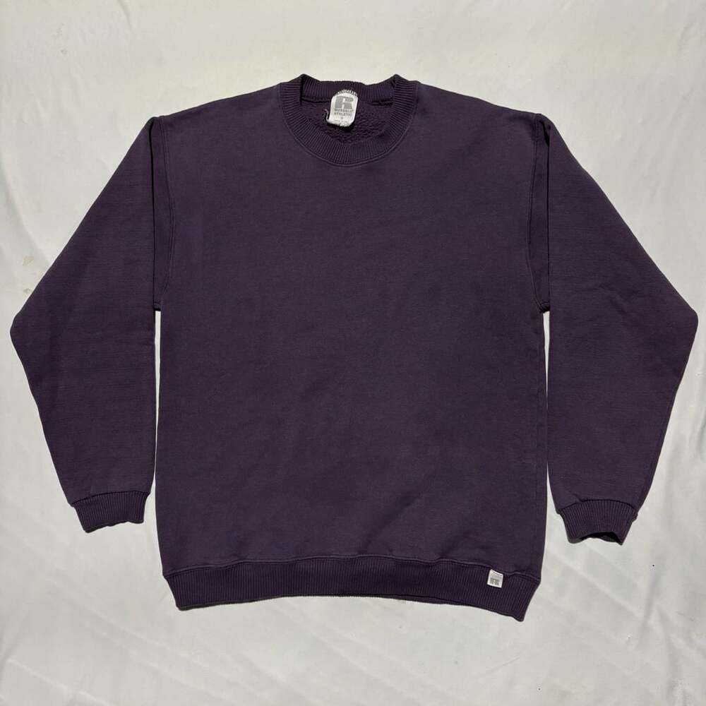Vtg 90s Russell Athletic Blank Sweatshirt Mens L Purple Crewneck Made in USA
